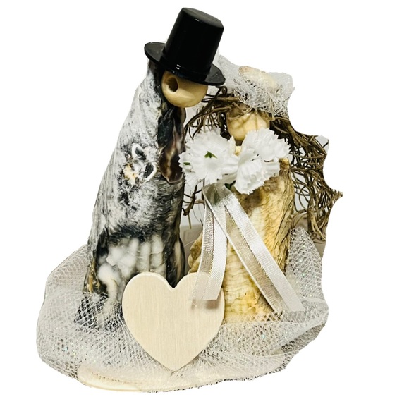 Handmade Beach Wedding Cake Topper Seashells Spanish Moss Southern Decoration - Picture 6 of 10